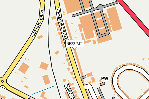 NE22 7JT map - OS OpenMap – Local (Ordnance Survey) NE22 7JT map - OS OpenMap – Local (Ordnance Survey)