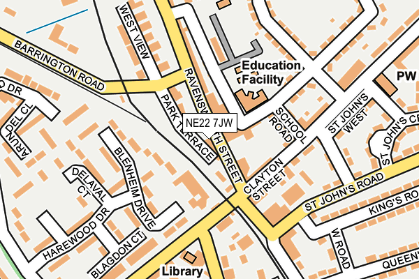 NE22 7JW map - OS OpenMap – Local (Ordnance Survey) NE22 7JW map - OS OpenMap – Local (Ordnance Survey)