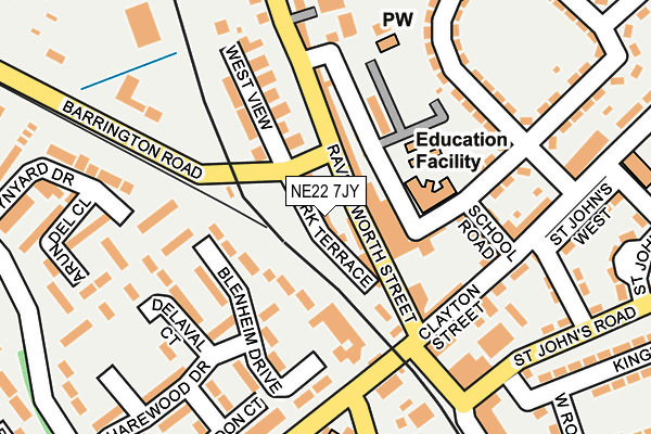 NE22 7JY map - OS OpenMap – Local (Ordnance Survey) NE22 7JY map - OS OpenMap – Local (Ordnance Survey)