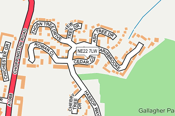 NE22 7LW map - OS OpenMap – Local (Ordnance Survey) NE22 7LW map - OS OpenMap – Local (Ordnance Survey)