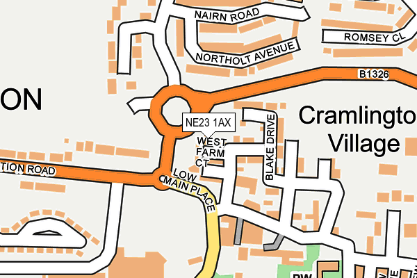 NE23 1AX map - OS OpenMap – Local (Ordnance Survey) NE23 1AX map - OS OpenMap – Local (Ordnance Survey)