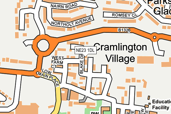 NE23 1DL map - OS OpenMap – Local (Ordnance Survey)