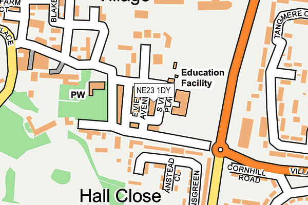 NE23 1DY map - OS OpenMap – Local (Ordnance Survey) NE23 1DY map - OS OpenMap – Local (Ordnance Survey)