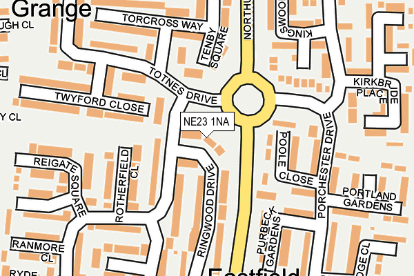 NE23 1NA map - OS OpenMap – Local (Ordnance Survey)
