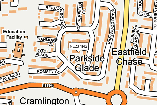 NE23 1NS map - OS OpenMap – Local (Ordnance Survey) NE23 1NS map - OS OpenMap – Local (Ordnance Survey)