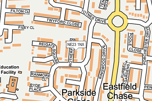 NE23 1NX map - OS OpenMap – Local (Ordnance Survey) NE23 1NX map - OS OpenMap – Local (Ordnance Survey)
