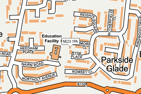 NE23 1PA map - OS OpenMap – Local (Ordnance Survey) NE23 1PA map - OS OpenMap – Local (Ordnance Survey)