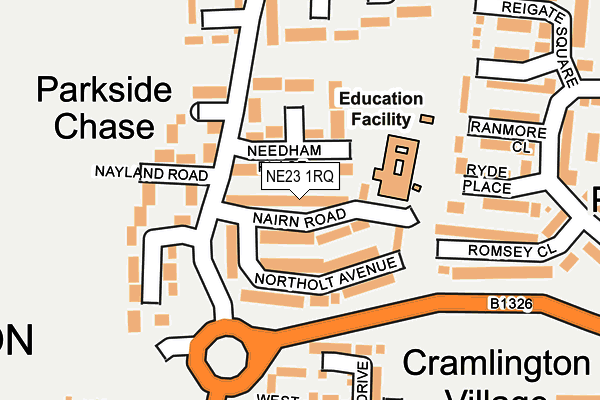 NE23 1RQ map - OS OpenMap – Local (Ordnance Survey) NE23 1RQ map - OS OpenMap – Local (Ordnance Survey)