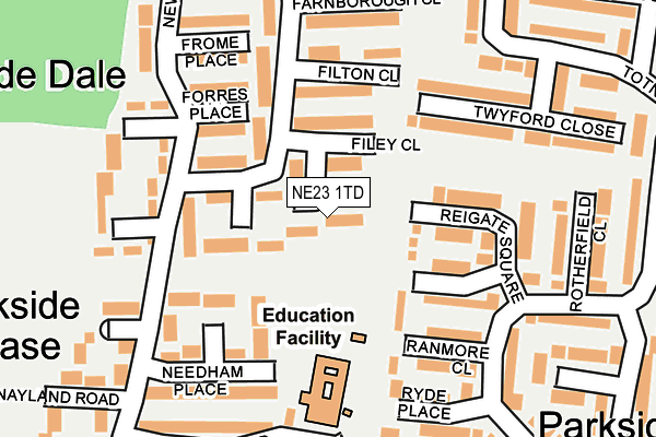 NE23 1TD map - OS OpenMap – Local (Ordnance Survey) NE23 1TD map - OS OpenMap – Local (Ordnance Survey)