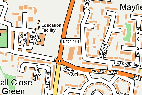 NE23 2AH map - OS OpenMap – Local (Ordnance Survey) NE23 2AH map - OS OpenMap – Local (Ordnance Survey)