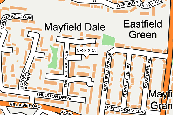 NE23 2DA map - OS OpenMap – Local (Ordnance Survey)