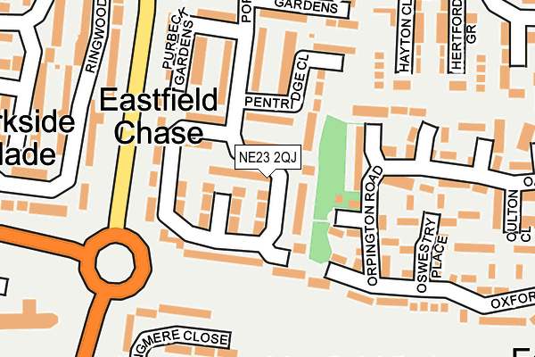 NE23 2QJ map - OS OpenMap – Local (Ordnance Survey) NE23 2QJ map - OS OpenMap – Local (Ordnance Survey)