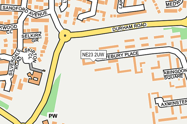 NE23 2UW map - OS OpenMap – Local (Ordnance Survey) NE23 2UW map - OS OpenMap – Local (Ordnance Survey)