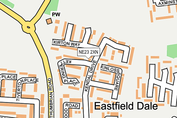 NE23 2XN map - OS OpenMap – Local (Ordnance Survey)