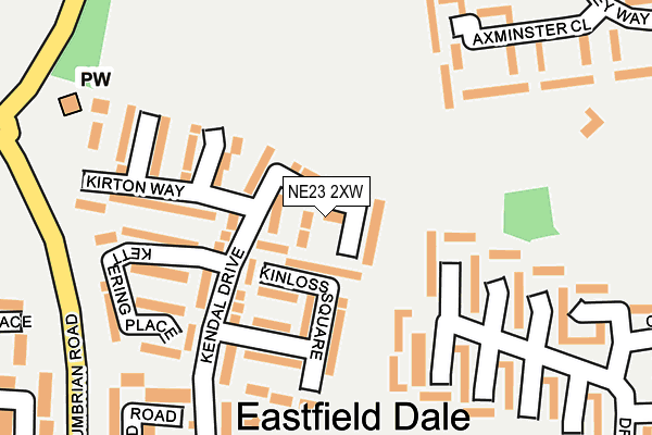 NE23 2XW map - OS OpenMap – Local (Ordnance Survey)