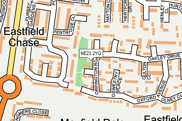 NE23 2YQ map - OS OpenMap – Local (Ordnance Survey) NE23 2YQ map - OS OpenMap – Local (Ordnance Survey)