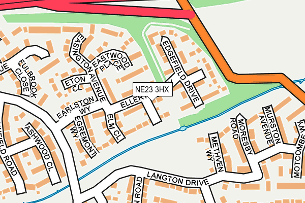 NE23 3HX map - OS OpenMap – Local (Ordnance Survey) NE23 3HX map - OS OpenMap – Local (Ordnance Survey)