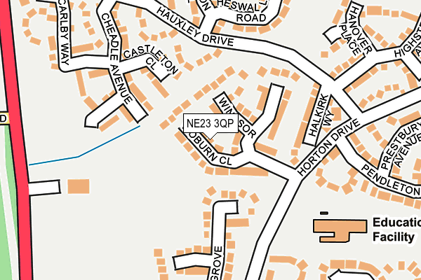 NE23 3QP map - OS OpenMap – Local (Ordnance Survey) NE23 3QP map - OS OpenMap – Local (Ordnance Survey)