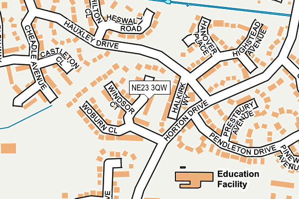 NE23 3QW map - OS OpenMap – Local (Ordnance Survey) NE23 3QW map - OS OpenMap – Local (Ordnance Survey)