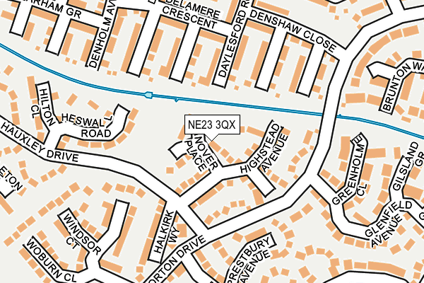 NE23 3QX map - OS OpenMap – Local (Ordnance Survey)