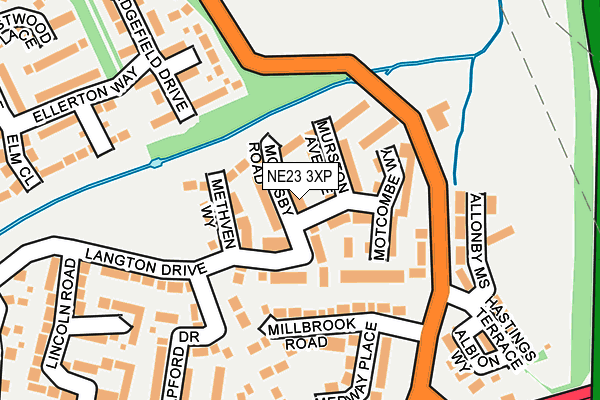 NE23 3XP map - OS OpenMap – Local (Ordnance Survey) NE23 3XP map - OS OpenMap – Local (Ordnance Survey)