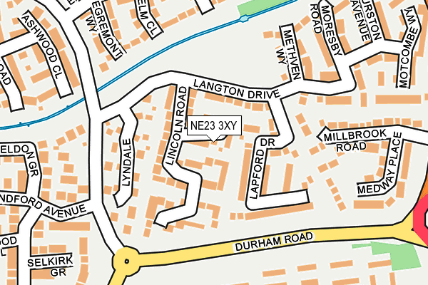 NE23 3XY map - OS OpenMap – Local (Ordnance Survey) NE23 3XY map - OS OpenMap – Local (Ordnance Survey)