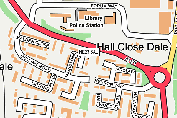NE23 6AL map - OS OpenMap – Local (Ordnance Survey) NE23 6AL map - OS OpenMap – Local (Ordnance Survey)