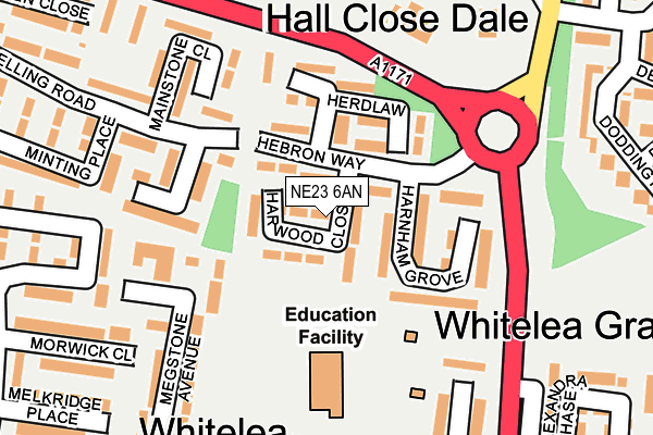 NE23 6AN map - OS OpenMap – Local (Ordnance Survey)