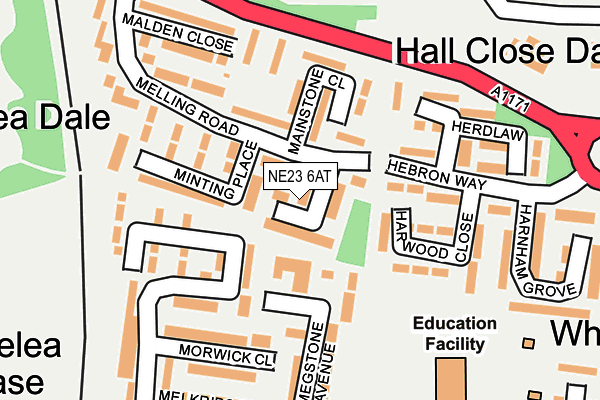 NE23 6AT map - OS OpenMap – Local (Ordnance Survey) NE23 6AT map - OS OpenMap – Local (Ordnance Survey)