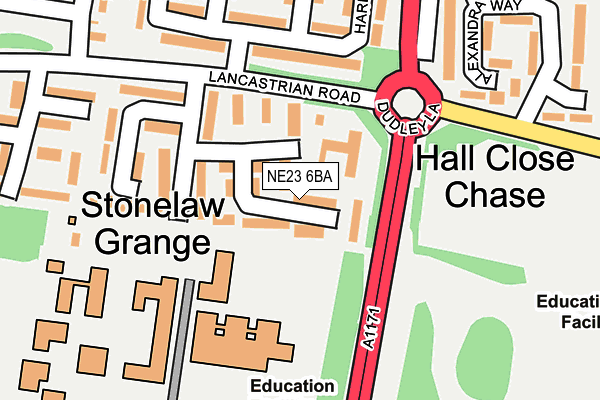 NE23 6BA map - OS OpenMap – Local (Ordnance Survey) NE23 6BA map - OS OpenMap – Local (Ordnance Survey)