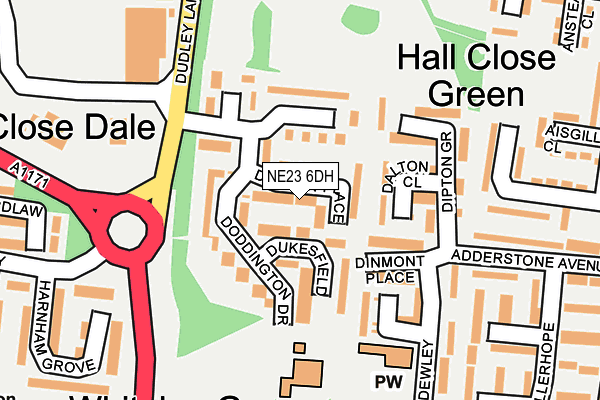 NE23 6DH map - OS OpenMap – Local (Ordnance Survey) NE23 6DH map - OS OpenMap – Local (Ordnance Survey)