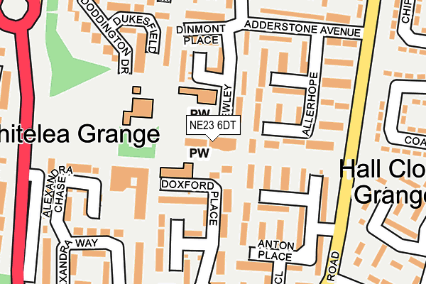 NE23 6DT map - OS OpenMap – Local (Ordnance Survey) NE23 6DT map - OS OpenMap – Local (Ordnance Survey)