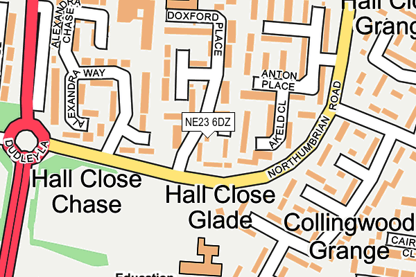 NE23 6DZ map - OS OpenMap – Local (Ordnance Survey) NE23 6DZ map - OS OpenMap – Local (Ordnance Survey)