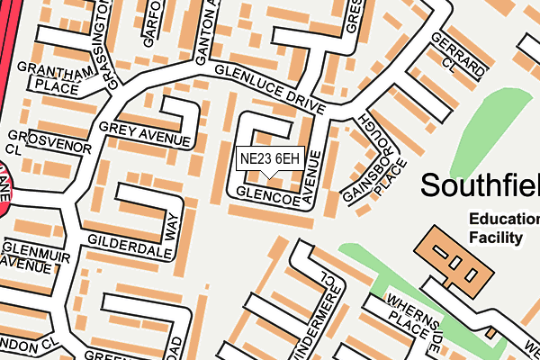 NE23 6EH map - OS OpenMap – Local (Ordnance Survey) NE23 6EH map - OS OpenMap – Local (Ordnance Survey)