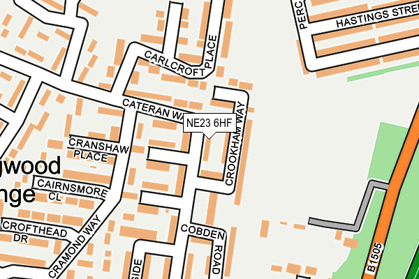 NE23 6HF map - OS OpenMap – Local (Ordnance Survey) NE23 6HF map - OS OpenMap – Local (Ordnance Survey)