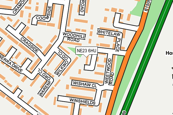 NE23 6HU map - OS OpenMap – Local (Ordnance Survey) NE23 6HU map - OS OpenMap – Local (Ordnance Survey)