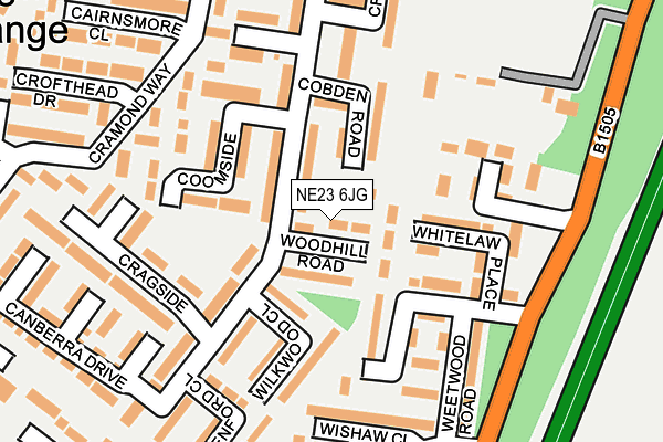 NE23 6JG map - OS OpenMap – Local (Ordnance Survey) NE23 6JG map - OS OpenMap – Local (Ordnance Survey)