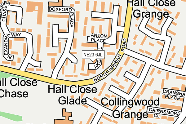 NE23 6JL map - OS OpenMap – Local (Ordnance Survey) NE23 6JL map - OS OpenMap – Local (Ordnance Survey)