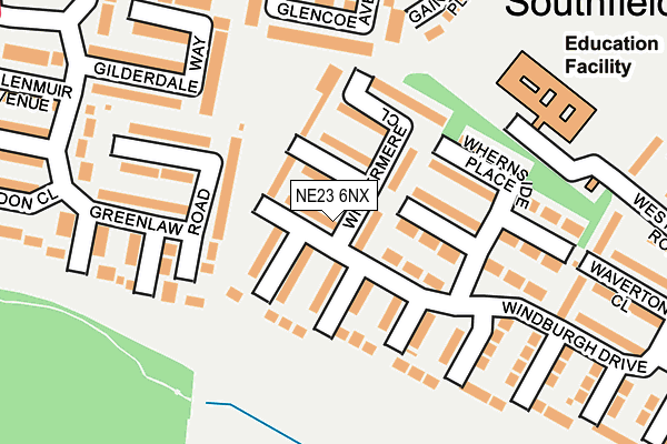 NE23 6NX map - OS OpenMap – Local (Ordnance Survey) NE23 6NX map - OS OpenMap – Local (Ordnance Survey)