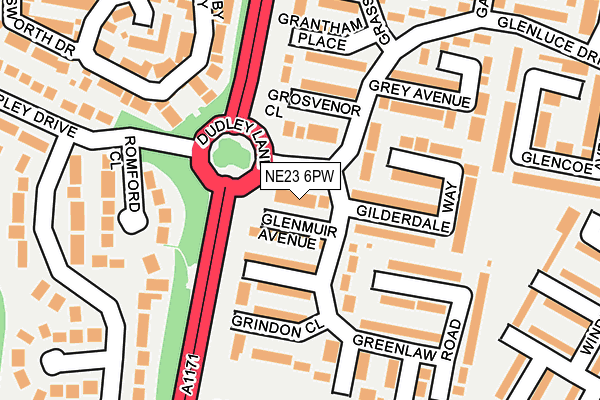 NE23 6PW map - OS OpenMap – Local (Ordnance Survey) NE23 6PW map - OS OpenMap – Local (Ordnance Survey)