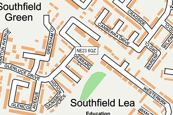 NE23 6QZ map - OS OpenMap – Local (Ordnance Survey)