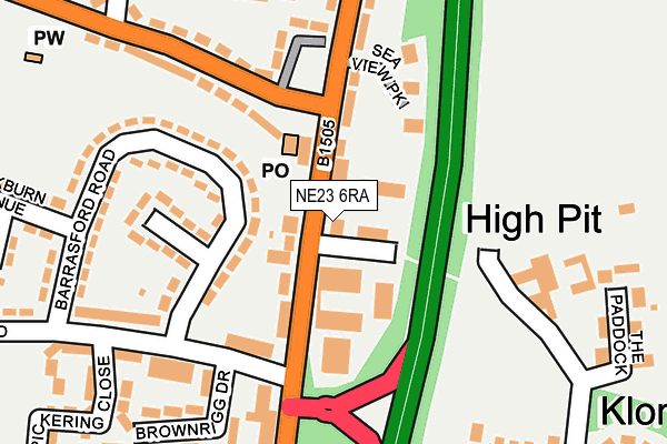 NE23 6RA map - OS OpenMap – Local (Ordnance Survey) NE23 6RA map - OS OpenMap – Local (Ordnance Survey)