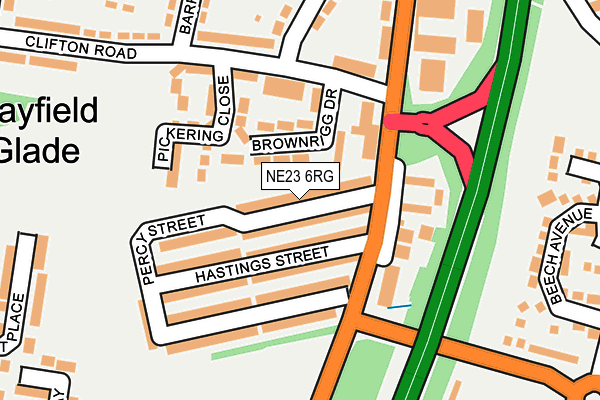 NE23 6RG map - OS OpenMap – Local (Ordnance Survey) NE23 6RG map - OS OpenMap – Local (Ordnance Survey)