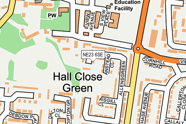 NE23 6SE map - OS OpenMap – Local (Ordnance Survey) NE23 6SE map - OS OpenMap – Local (Ordnance Survey)