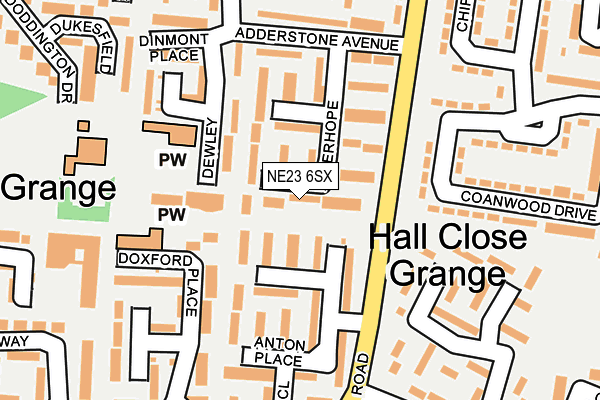 NE23 6SX map - OS OpenMap – Local (Ordnance Survey) NE23 6SX map - OS OpenMap – Local (Ordnance Survey)