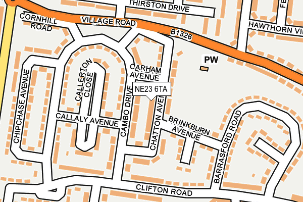 NE23 6TA map - OS OpenMap – Local (Ordnance Survey) NE23 6TA map - OS OpenMap – Local (Ordnance Survey)