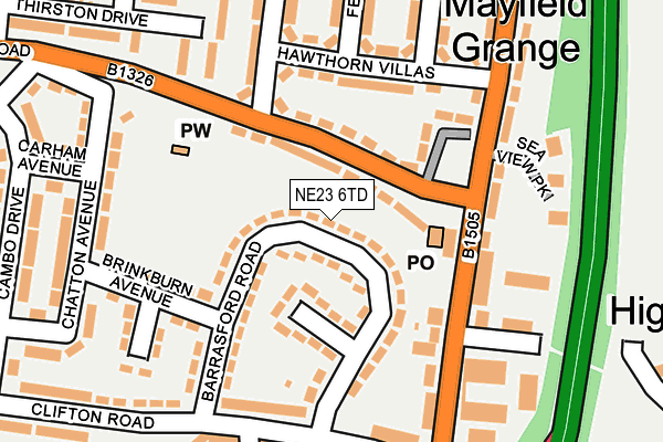 NE23 6TD map - OS OpenMap – Local (Ordnance Survey) NE23 6TD map - OS OpenMap – Local (Ordnance Survey)