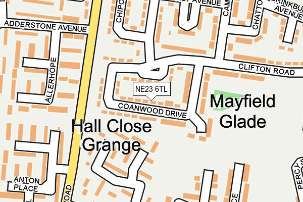 NE23 6TL map - OS OpenMap – Local (Ordnance Survey) NE23 6TL map - OS OpenMap – Local (Ordnance Survey)