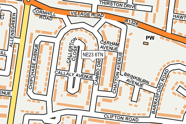 NE23 6TN map - OS OpenMap – Local (Ordnance Survey) NE23 6TN map - OS OpenMap – Local (Ordnance Survey)