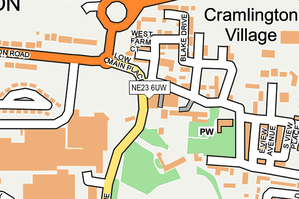 NE23 6UW map - OS OpenMap – Local (Ordnance Survey)